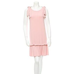 Red Valentino Women's Ruffled Hem Dress with Bows in Blush Pink and size Large
